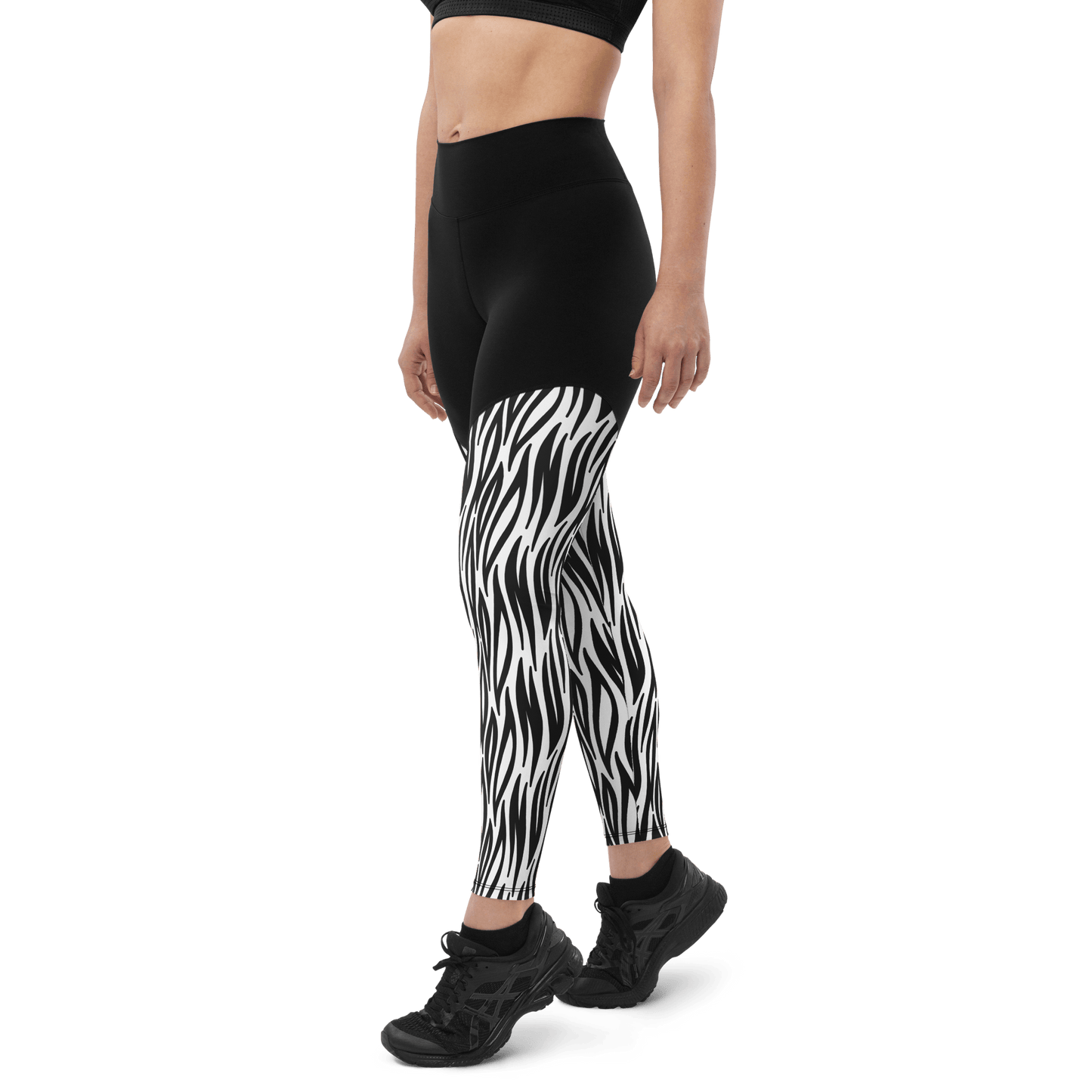 White Snow Tiger - Compression Sports Leggings - Sports Leggings - GYMLEGGS LLC