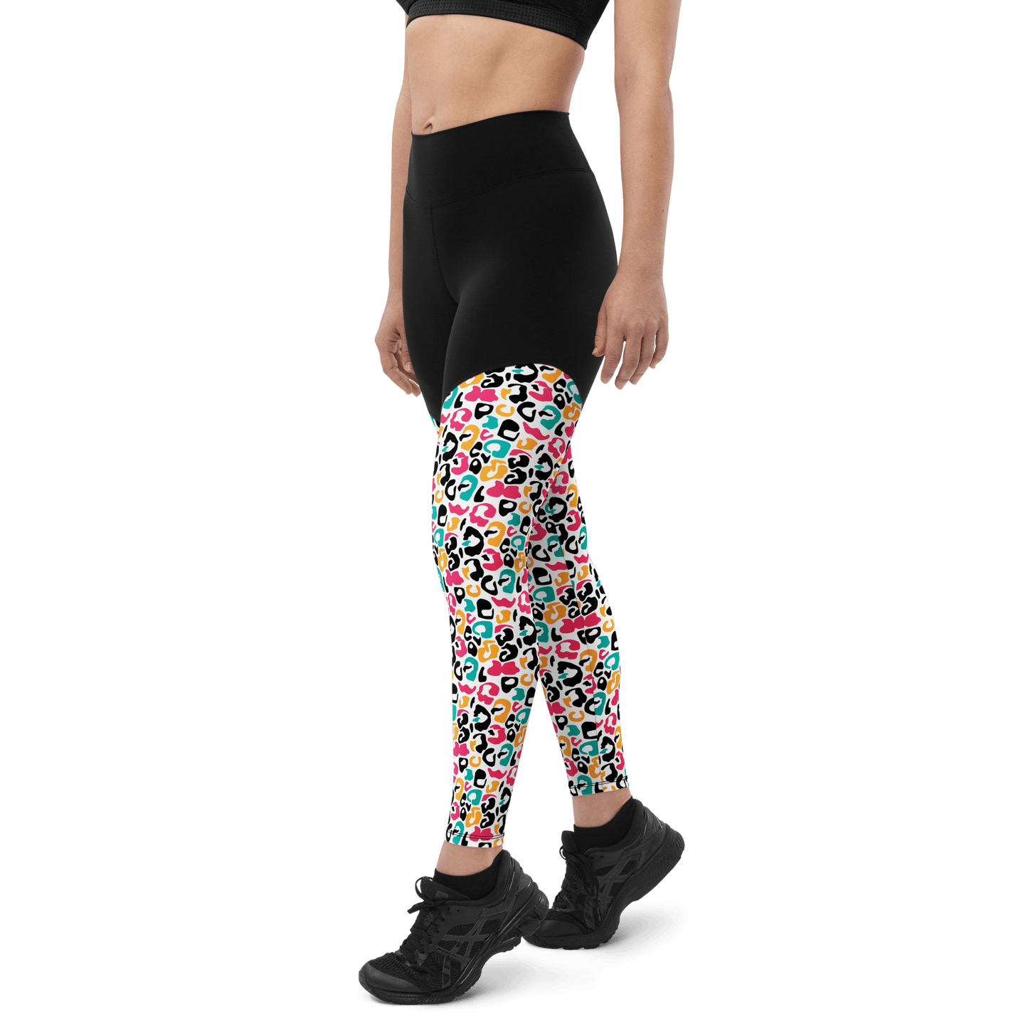 Abstract White Cheetah - Compression Sports Leggings - Sports Leggings - GYMLEGGS LLC