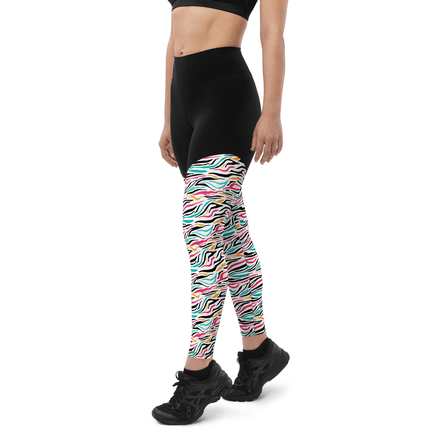 Inverse Abstract Tiger - Compression Sports Leggings - Sports Leggings - GYMLEGGS LLC