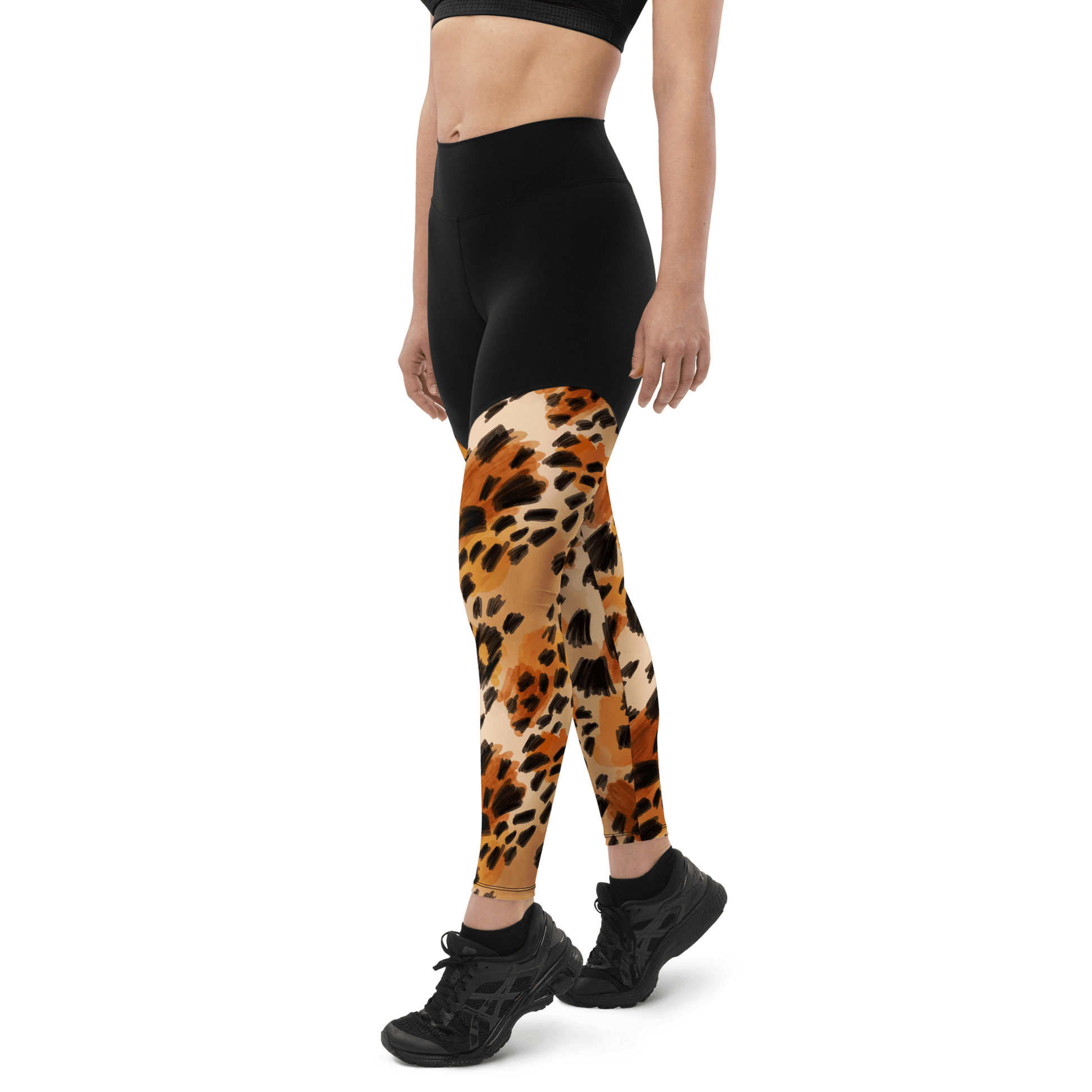 Sahara Desert Tigard Hybrid - Compression Sports Leggings - Sports Leggings - GYMLEGGS LLC