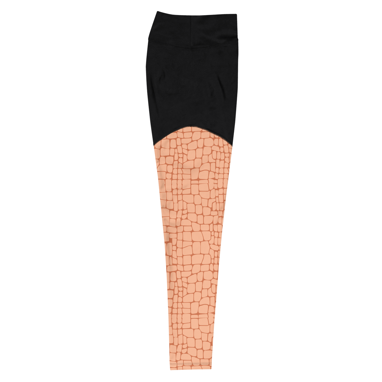 Peach Rose Crocodile - Compression Sports Leggings - Sports Leggings - GYMLEGGS LLC