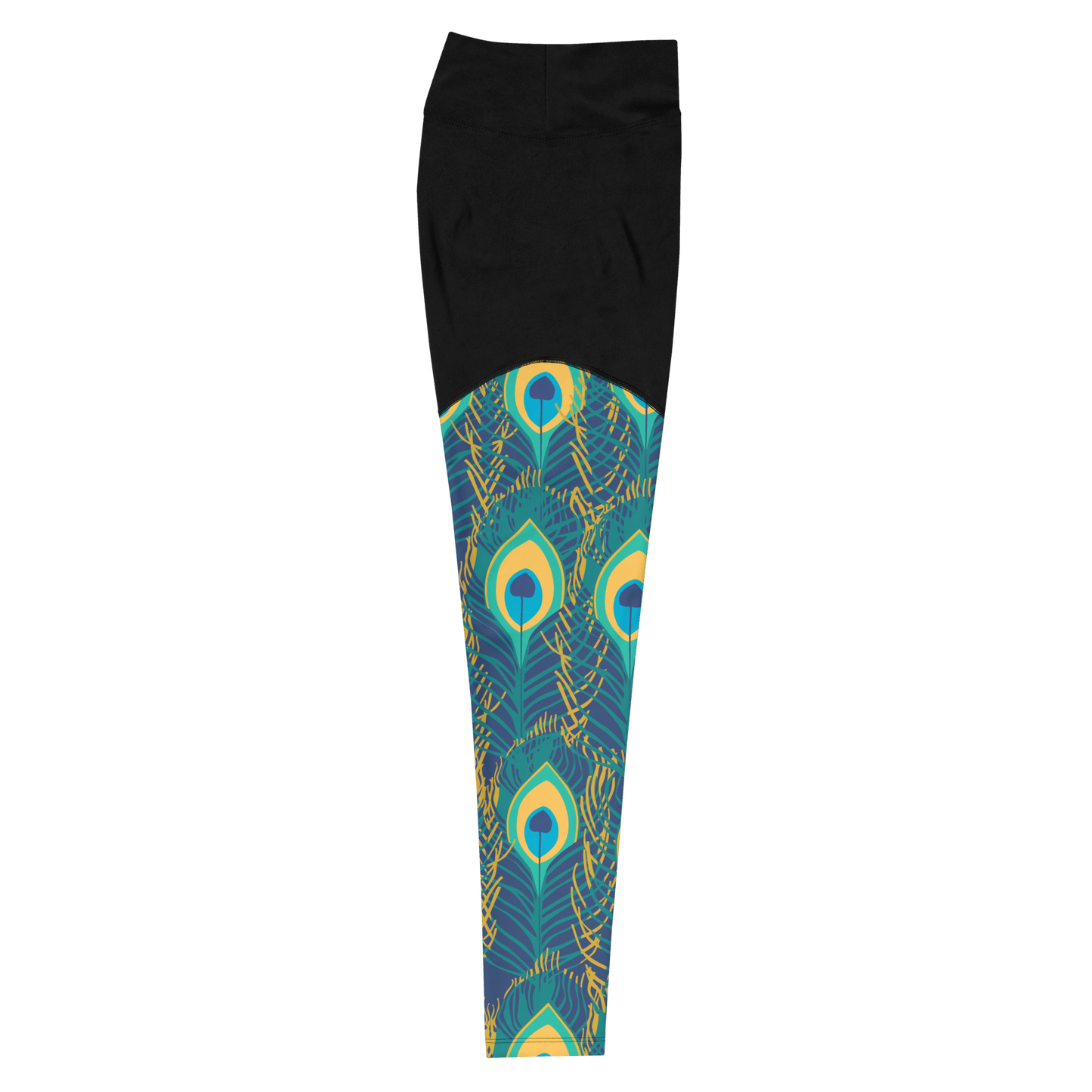 Peacock - Compression Sports Leggings - Sports Leggings - GYMLEGGS LLC