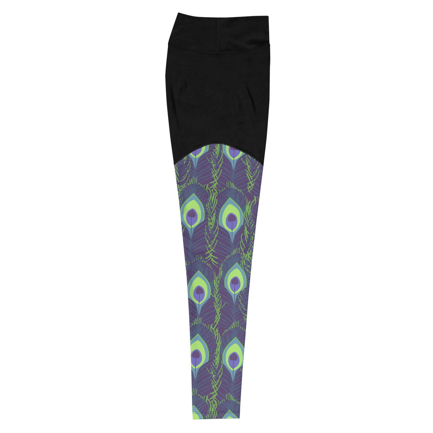 Inverse Peacock - Compression Sports Leggings - Sports Leggings - GYMLEGGS LLC