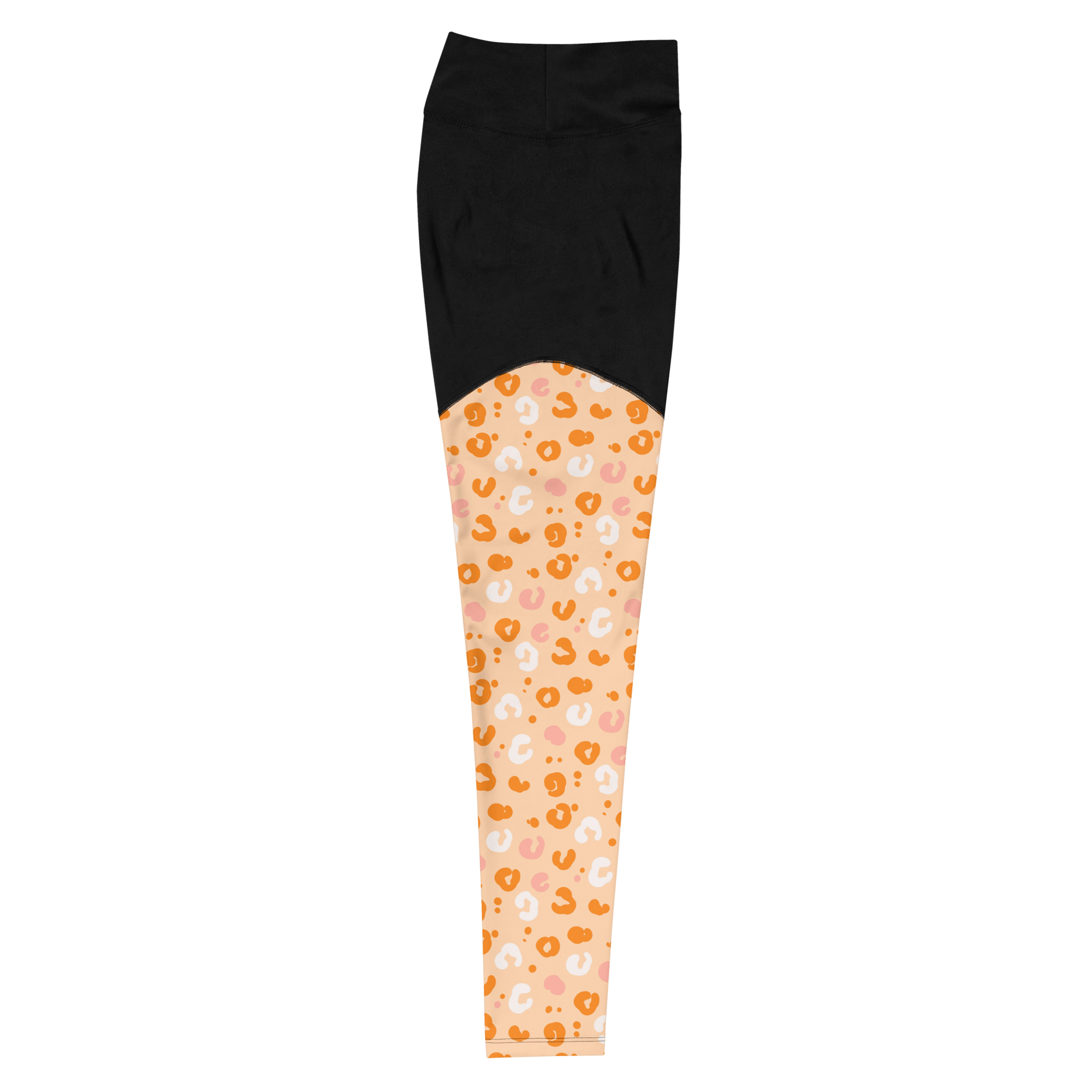 Peachy Cheetah - Compression Sports Leggings - Sports Leggings - GYMLEGGS LLC