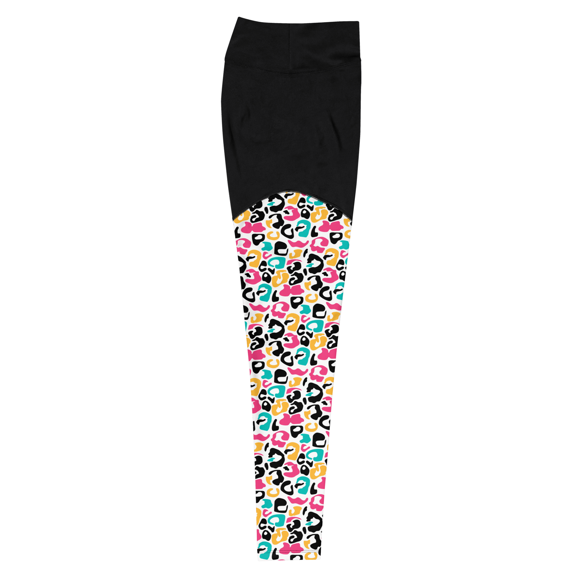 Abstract White Cheetah - Compression Sports Leggings - Sports Leggings - GYMLEGGS LLC